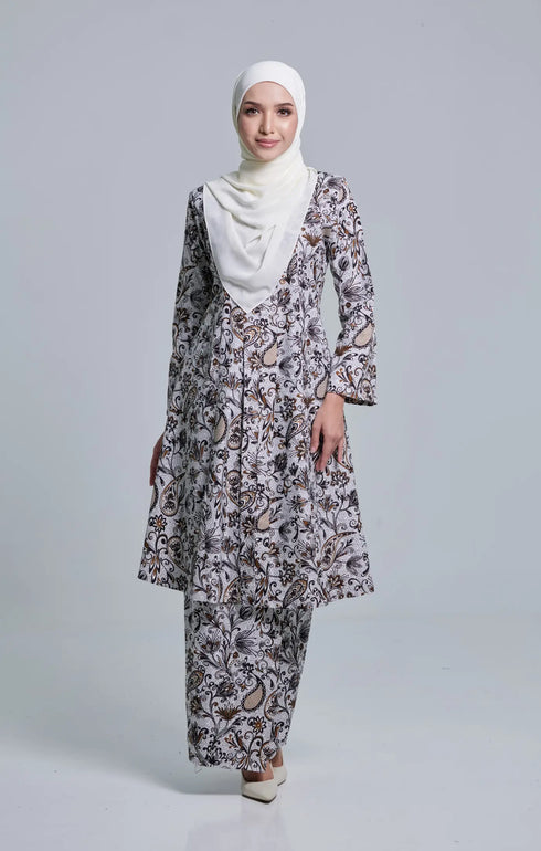 Baju kebarung Pasley | White Brown